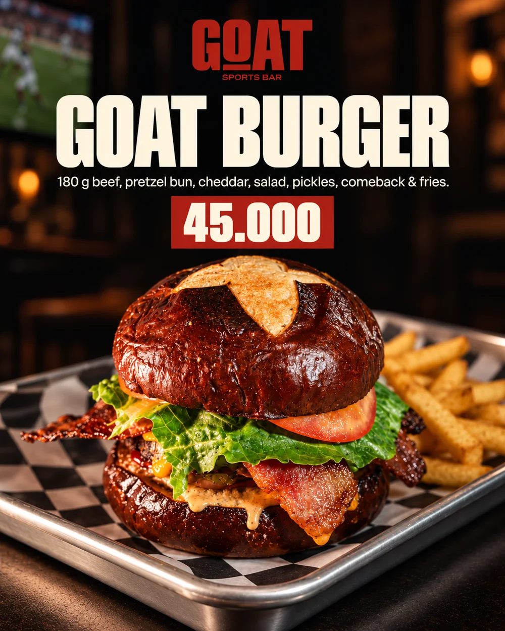 Hamburguesa GOAT — $45.000